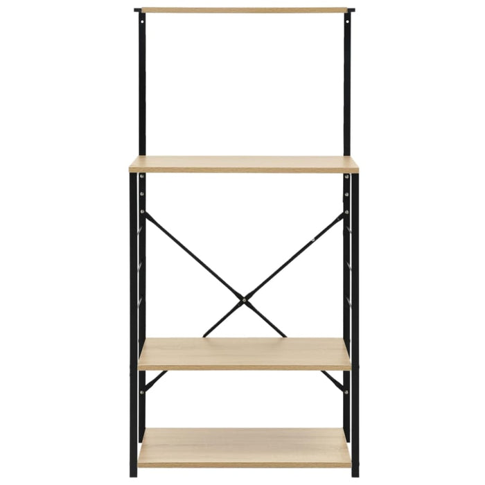 Microwave Cabinet Black and Oak 60x39.6x123 Cm Engineered