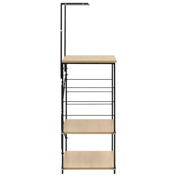 Microwave Cabinet Black and Oak 60x39.6x123 Cm Engineered