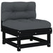 Middle Sofa with Cushions Black Solid Wood Pine Nxpatt