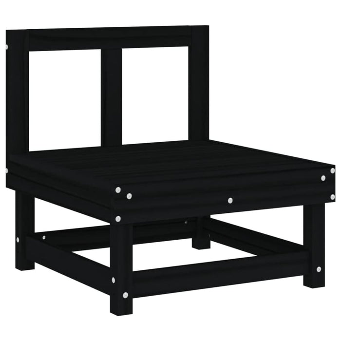 Middle Sofa with Cushions Black Solid Wood Pine Nxpatt