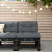 Middle Sofa with Cushions Black Solid Wood Pine Nxplla