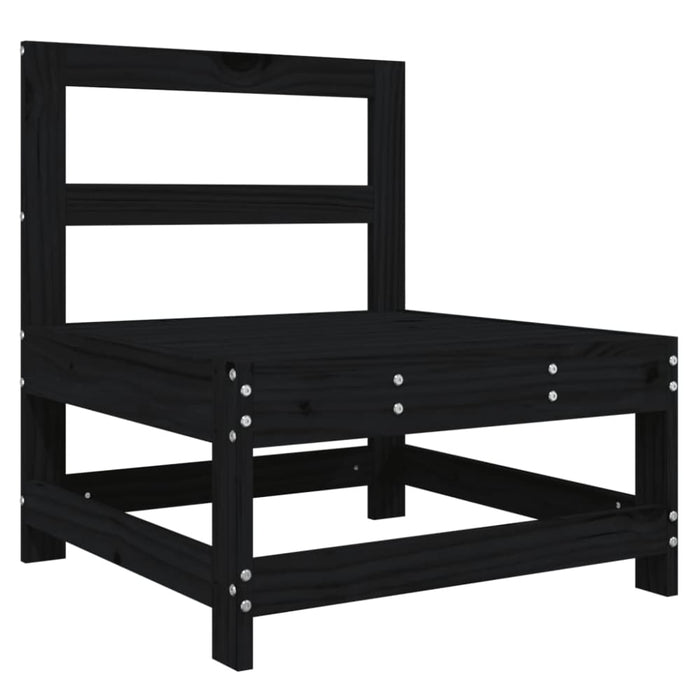 Middle Sofa with Cushions Black Solid Wood Pine Nxpppx