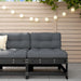 Middle Sofa with Cushions Black Solid Wood Pine Nxpppx