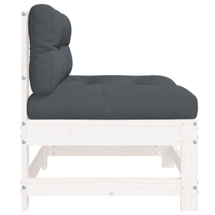 Middle Sofa with Cushions White Solid Wood Pine Nxppak