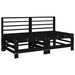 Middle Sofas with Cushions 2 Pcs Black Solid Wood Pine