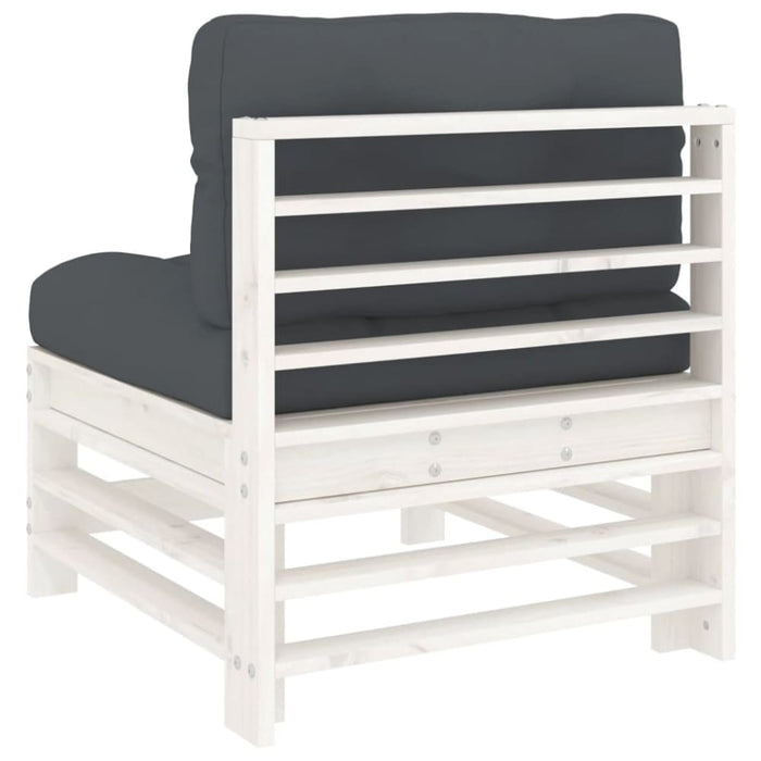 Middle Sofas with Cushions 2 Pcs White Solid Wood Pine