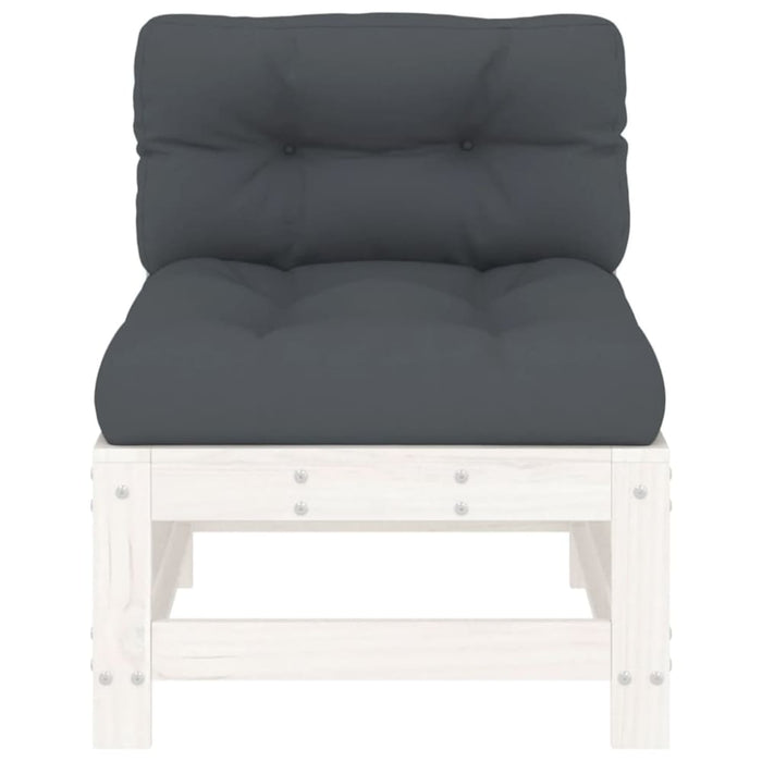 Middle Sofas with Cushions 2 Pcs White Solid Wood Pine