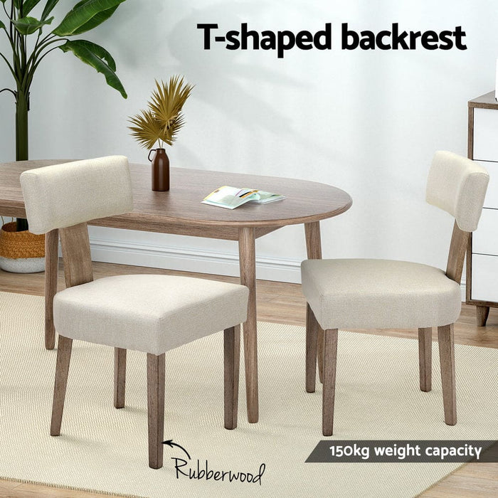 Milford Dining Chairs Beige Fabric Set of 2