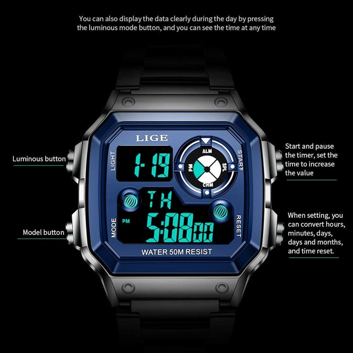 Military Digital Watches Sport Wristwatch Mens Waterproof