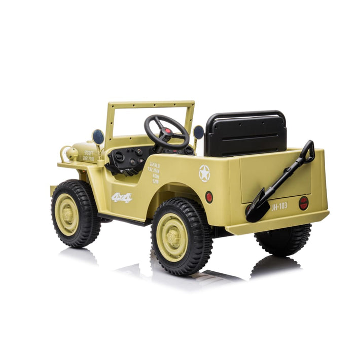 12v Military Jeep Electric Ride On Car For Kids - Green