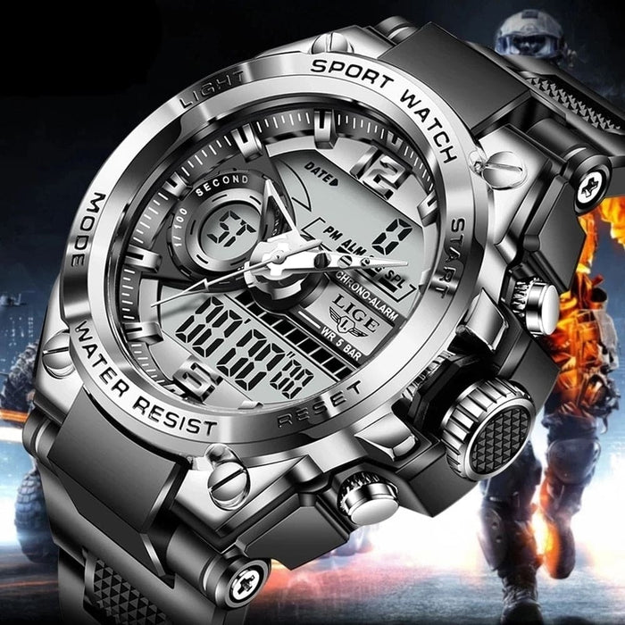 Men Military Watch Digital 50m Waterproof Wristwatch Led