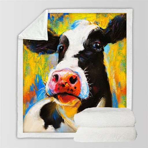 Milk Cow Blankets For Beds Colourful Plush Bedspread Pastel