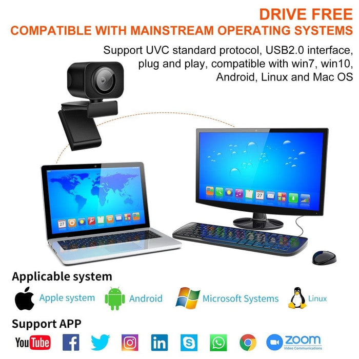 Mini 2k Full Hd Usb Autofocus Web Camera with Microphone