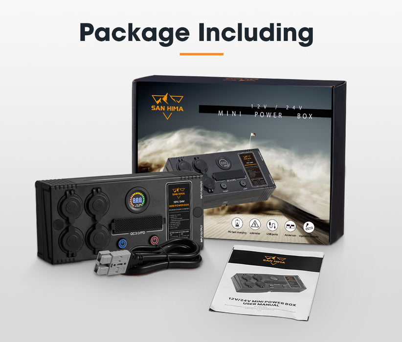 12V / 24V Mini Power Box Portable Control Hub Qc 3.0 Ports W / Led Light