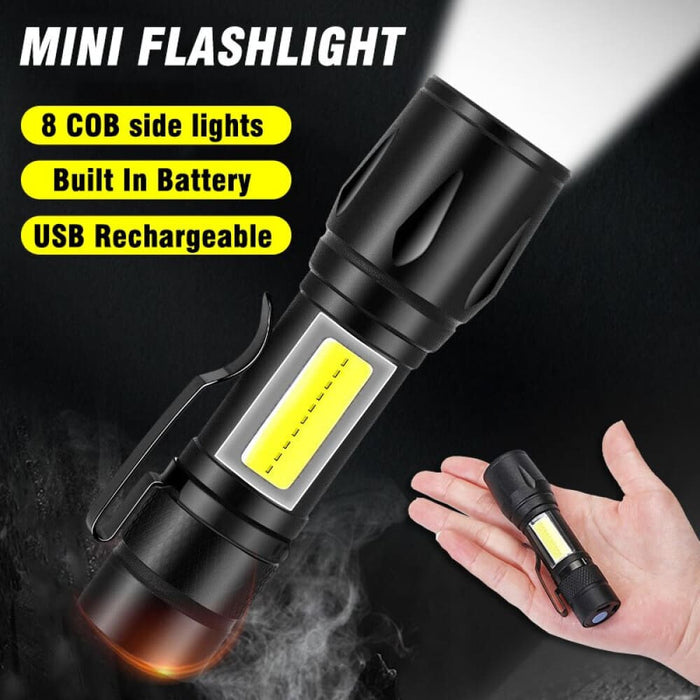 Mini Torch Led Rechargeable Flashlight Portable Usb