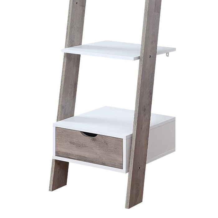 Mira 5-tier Ladder Shelf - White and Grey Oak
