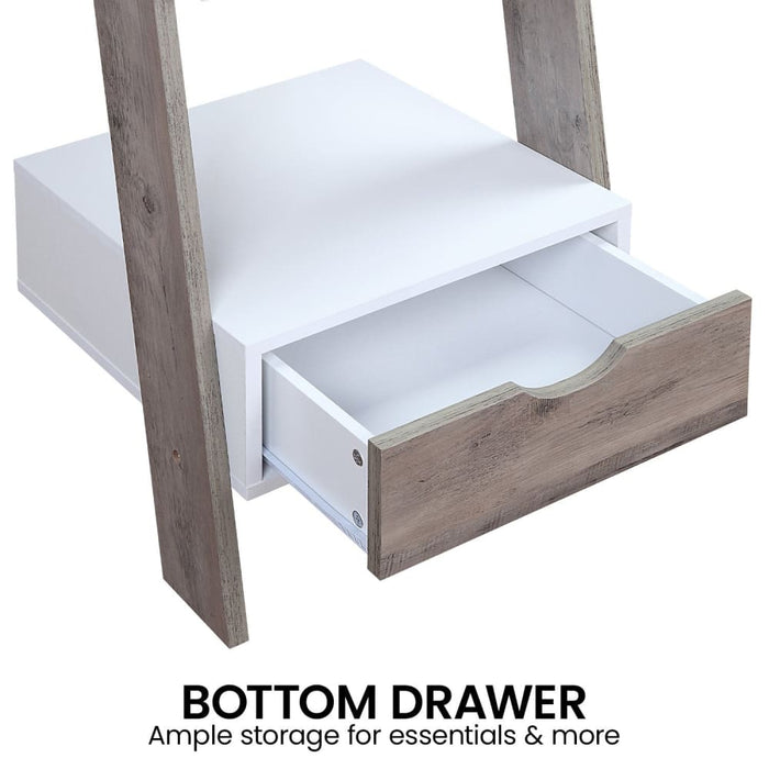 Mira 5-tier Ladder Shelf - White and Grey Oak