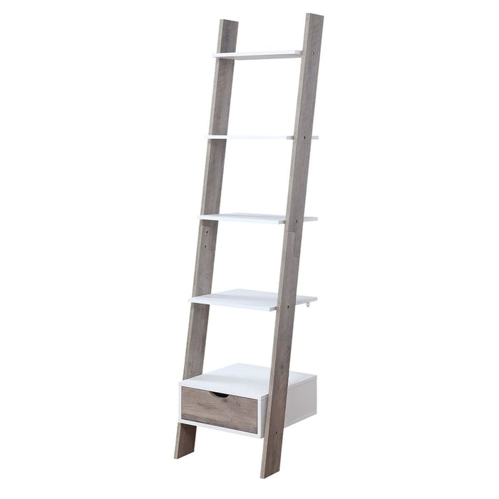 Mira 5-tier Ladder Shelf - White and Grey Oak