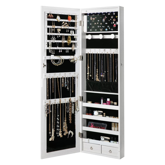 Mirror Jewellery Cabinet Led Light Lockable Box Jewelry
