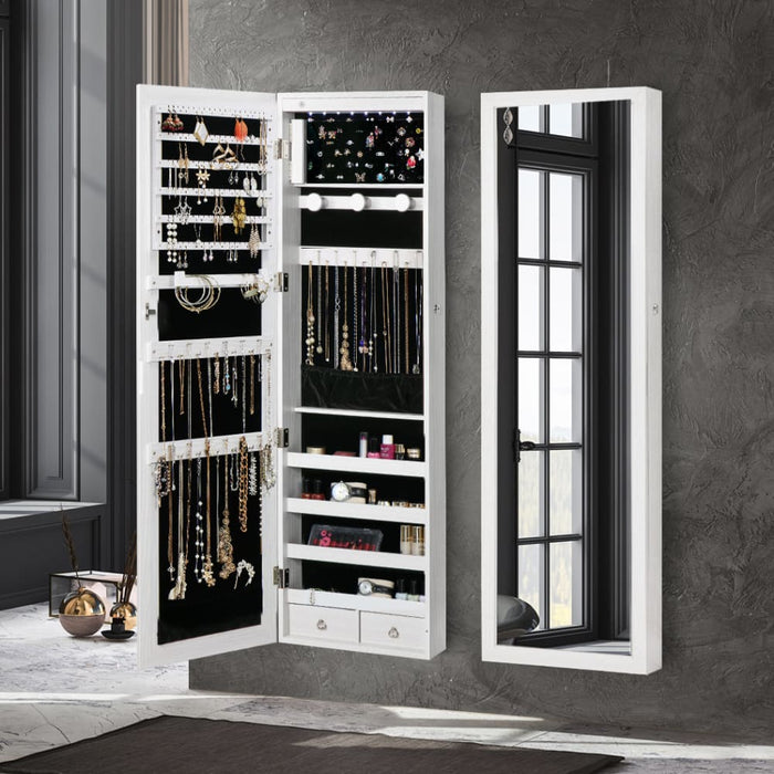 Mirror Jewellery Cabinet Led Light Lockable Box Jewelry