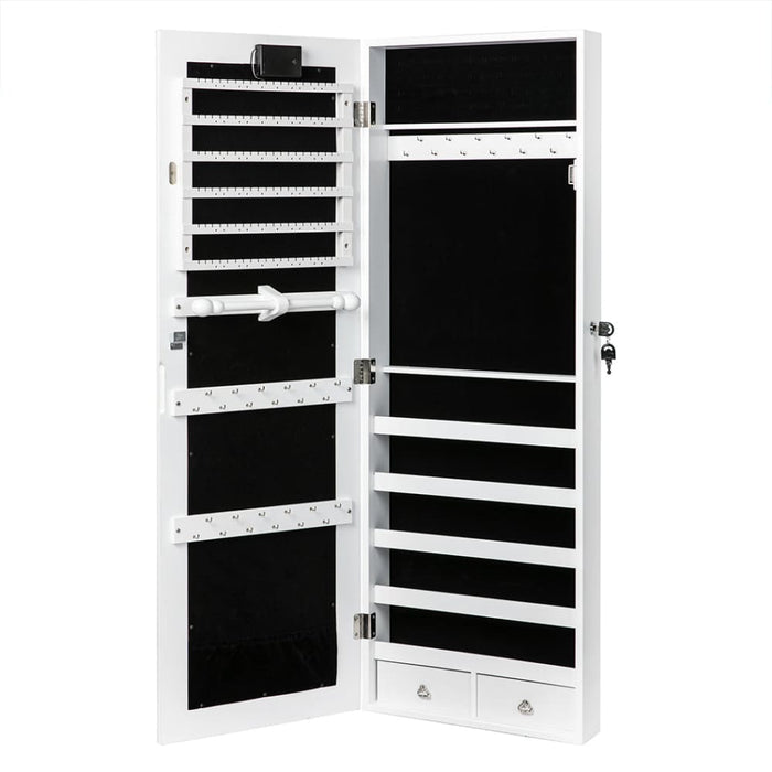 Mirror Jewellery Cabinet Touch Led Lockable Organiser Box