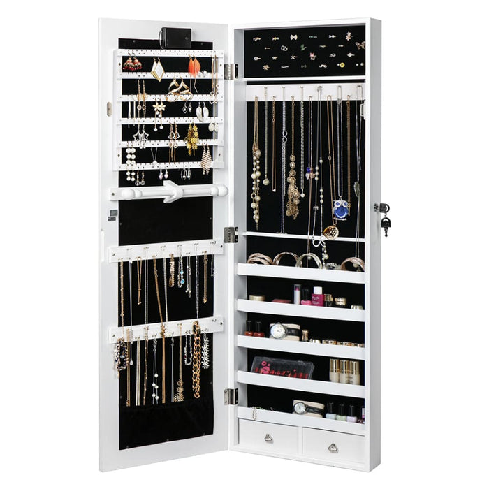 Mirror Jewellery Cabinet Touch Led Lockable Organiser Box