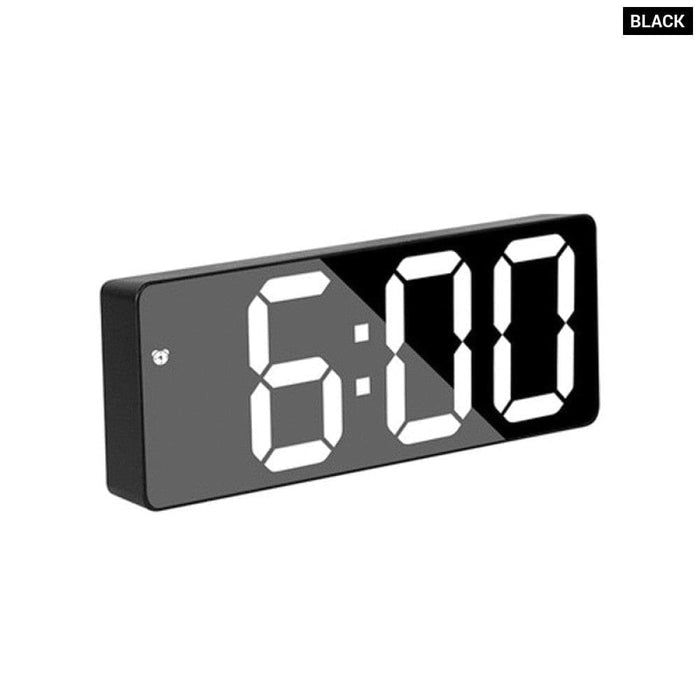 Led Mirror Table Clock Digital Alarm Snooze Display Time