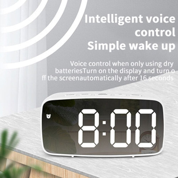 Led Mirror Table Clock Digital Alarm Snooze Display Time