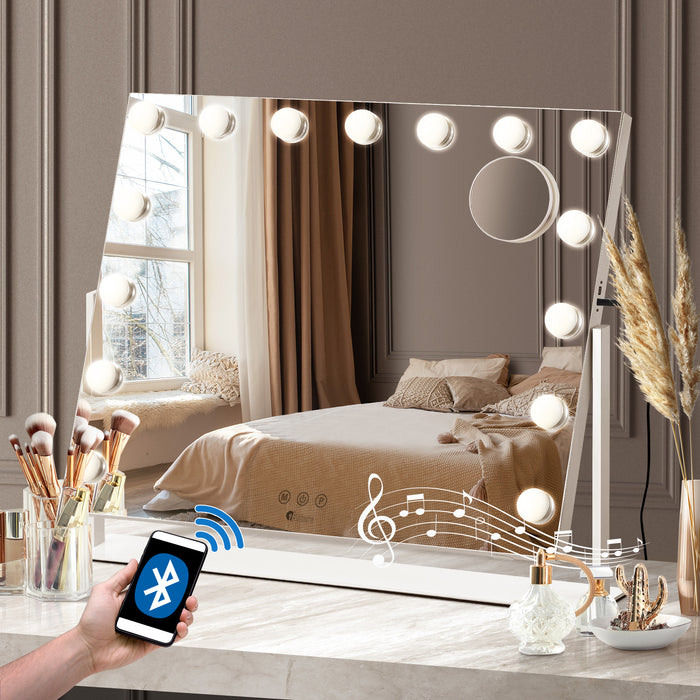 Hollywood Mirrors Makeup Magnifying Mirror Bluetooth With Led Lights
