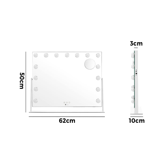 Hollywood Makeup Mirrors Led Lights Bluetooth Rotation Vanity 58X46Cm