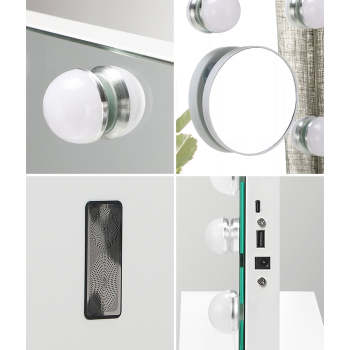 Bluetooth Hollywood Makeup Mirrors With Led Light 80X58Cm Vanity Mirror