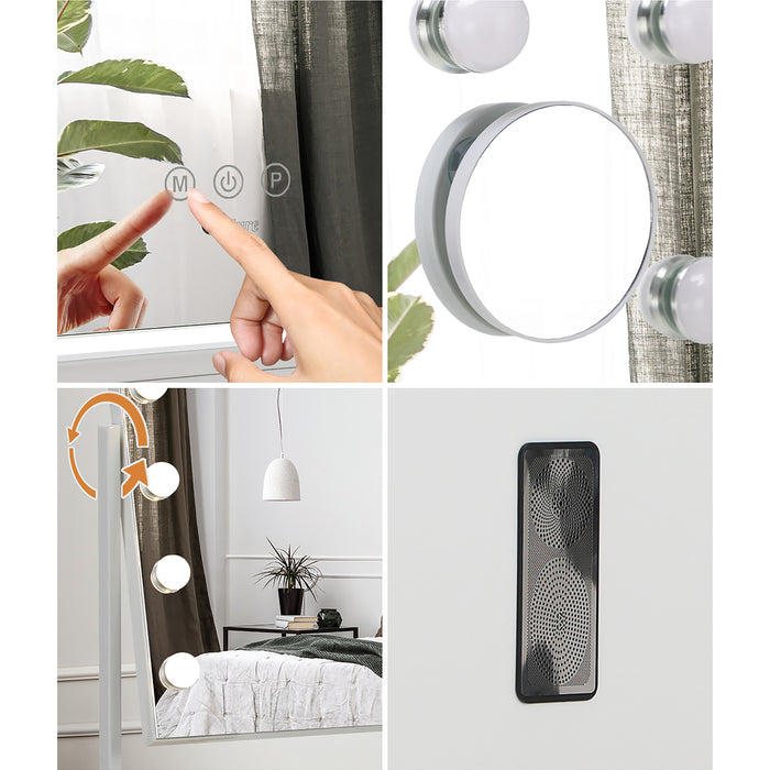 Led Hollywood Mirrors Makeup Rotatable Mirror Magnifying Bluetooth