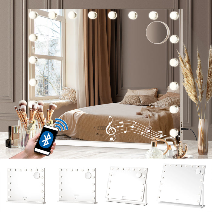 Hollywood Mirrors Makeup Magnifying Mirror Bluetooth With Led Lights
