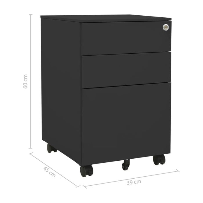 Mobile File Cabinet Anthracite 39x45x60 Cm Steel Ttpkno
