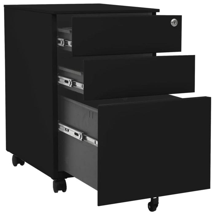 Mobile File Cabinet Black 39x45x60 Cm Steel Ttpknb