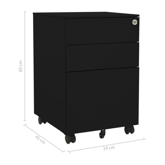 Mobile File Cabinet Black 39x45x60 Cm Steel Ttpknb