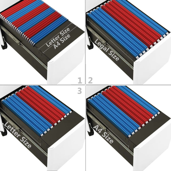 Mobile File Cabinet White 30x45x59 Cm Steel Ttpknx