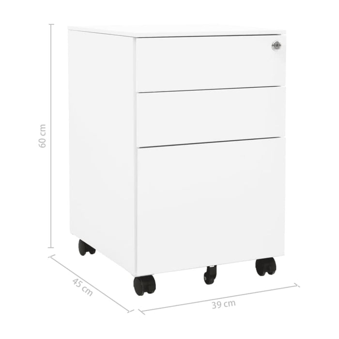 Mobile File Cabinet White 39x45x60 Cm Steel Ttpkin
