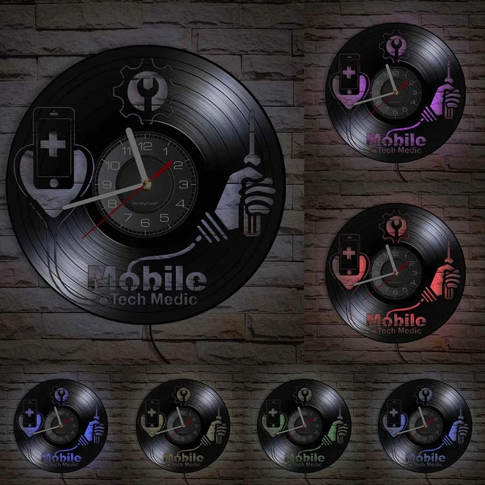 Mobile Tech Repair Shop Vinyl Wall Clock