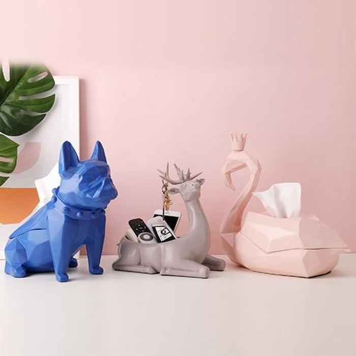 Modern Animals Figurine Vase Tissue Holder for Living Room