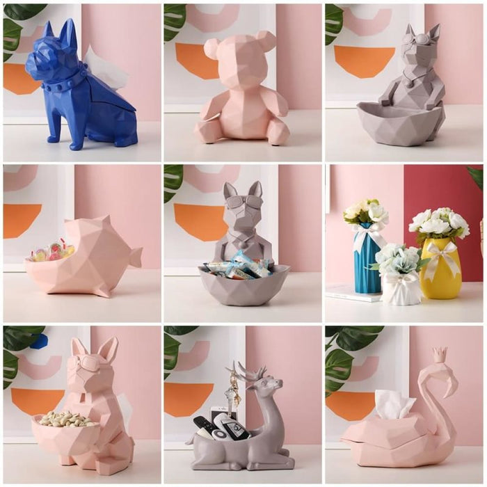 Modern Animals Figurine Vase Tissue Holder for Living Room