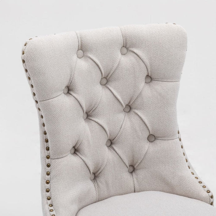 8x Modern Elegant Button-tufted Upholstered Linen Fabric