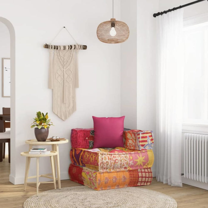 Modular Pouffe with Pillow Patchwork Fabric Tpbtii