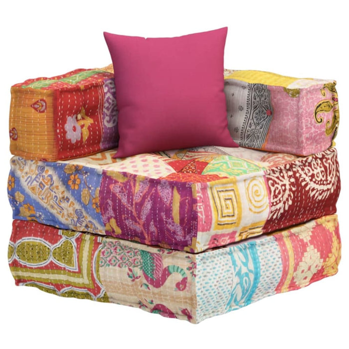 Modular Pouffe with Pillow Patchwork Fabric Tpbtii