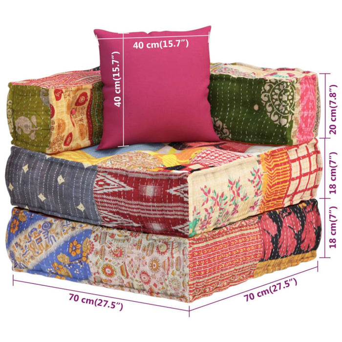 Modular Pouffe with Pillow Patchwork Fabric Tpbtii