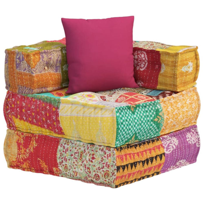 Modular Pouffe with Pillow Patchwork Fabric Tpbtii