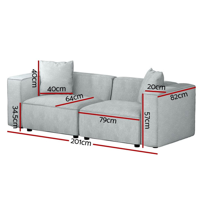 Modular Sofa Chaise Set 2 - seater Grey