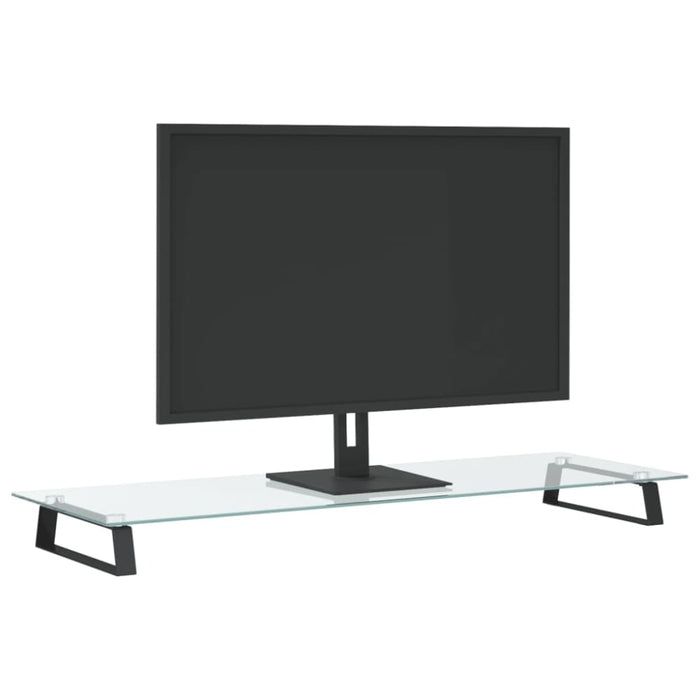 Monitor Stand Black 100x35x8 Cm Tempered Glass And Metal
