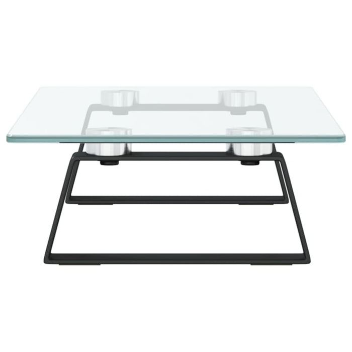 Monitor Stand Black 40x20x8 Cm Tempered Glass And Metal