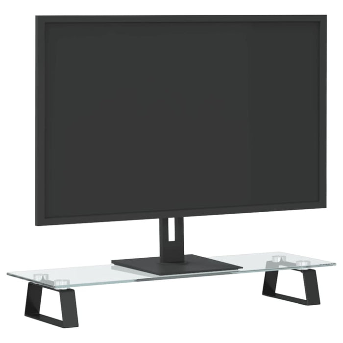 Monitor Stand Black 60x20x8 Cm Tempered Glass And Metal